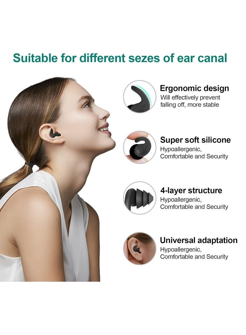 Swimming Ear Plugs For Adults, 3 Pairs Waterproof Reusable Silicone Swim Earplugs For Swimming Surfing Snorkeling Showering and Water Pool, Beach, Ocean (Adults & Teens 14+) - Image 2
